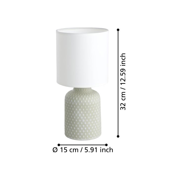 Chargez l'image dans la visionneuse de la galerie, Candeeiro de Mesa com Base em Cerâmica Cinzenta e Abajur Branco BELLARIVA EGLO
