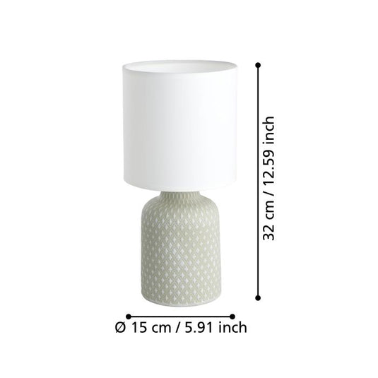 Candeeiro de Mesa com Base em Cerâmica Cinzenta e Abajur Branco BELLARIVA EGLO