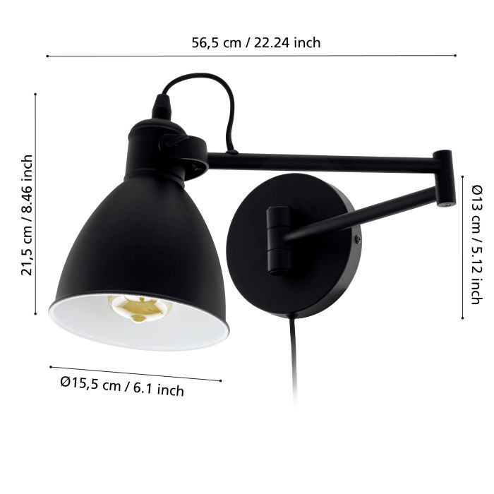 Carregue imagem no visualizador da galeriaAplique de Parede com Braço e Cabeça Ajustáveis SAN PERI EGLO
