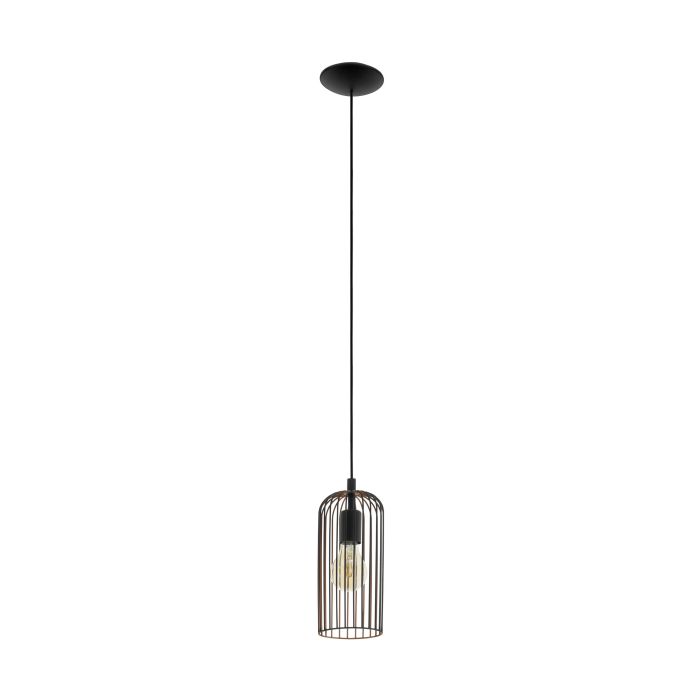 Carregue imagem no visualizador da galeriaCandeeiro de teto com abajur de arame preto e cobre ROCCAMENA EGLO

