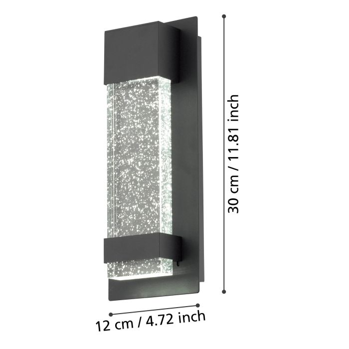 Load image into Gallery viewer, Aplique de Parede Exterior LED Preto com Vidro VILLAGRAZIA EGLO
