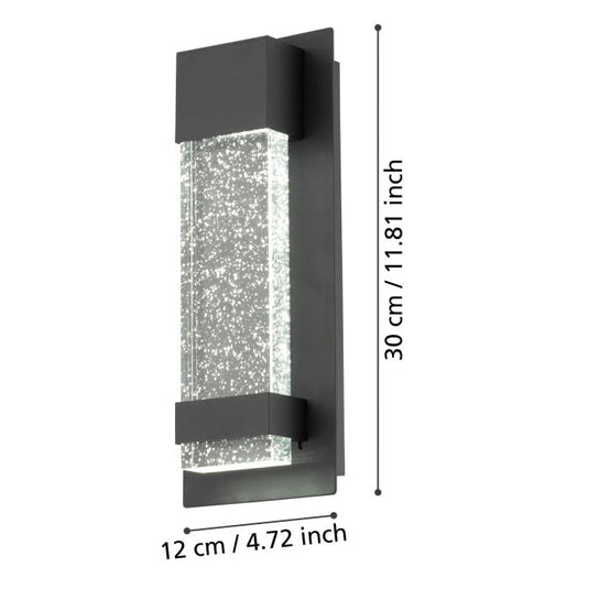 Aplique de Parede Exterior LED Preto com Vidro VILLAGRAZIA EGLO