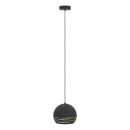 Candeeiro de teto suspenso com abajur metálico preto e dourado CAMASTRA EGLO