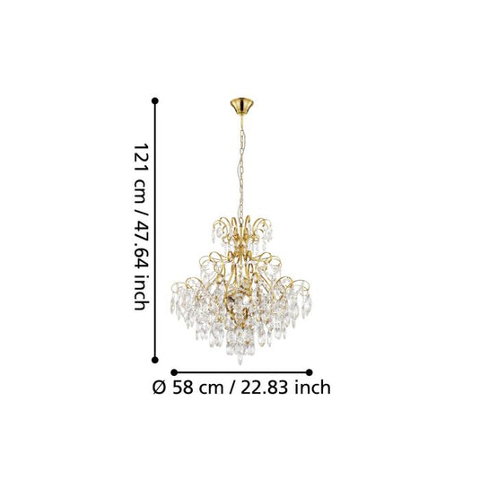 Candeeiro de teto suspenso em metal e cristal FENOULLET 1 EGLO