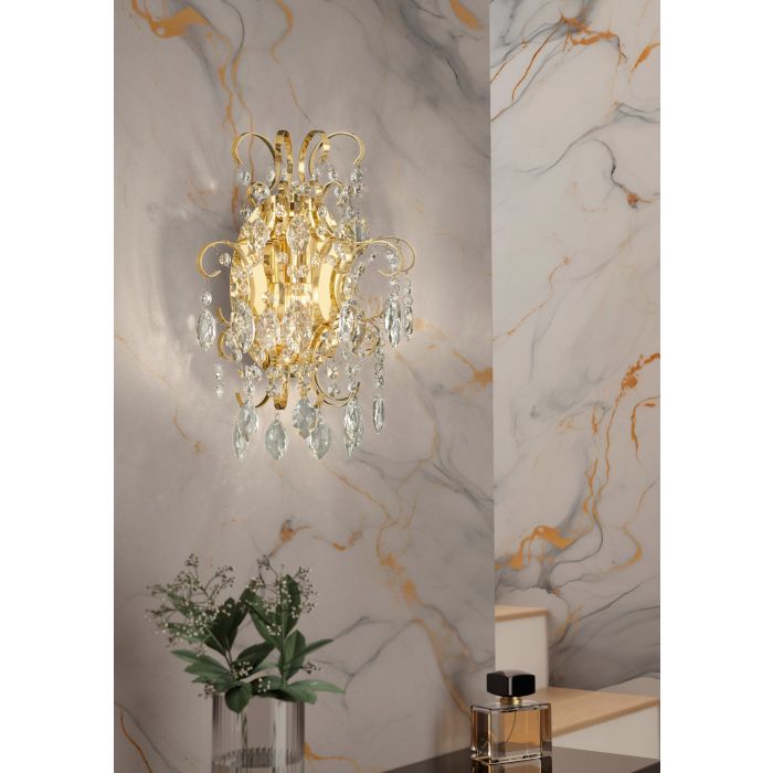 Carregue imagem no visualizador da galeriaAplique de Parede em Metal Dourado e Cristal FENOULLET 1 EGLO
