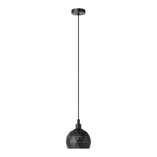 Candeeiro de teto com abajur redondo em metal preto e dourado ROCCAFORTE EGLO