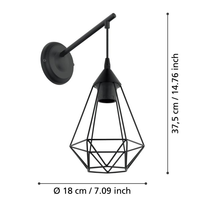 Load image into Gallery viewer, Aplique de Parede com Abajur de Arame em Forma de Diamante TARBES EGLO
