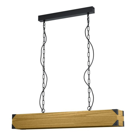 Candeeiro de teto suspenso com madeira e metal preto HARBOROUGH EGLO