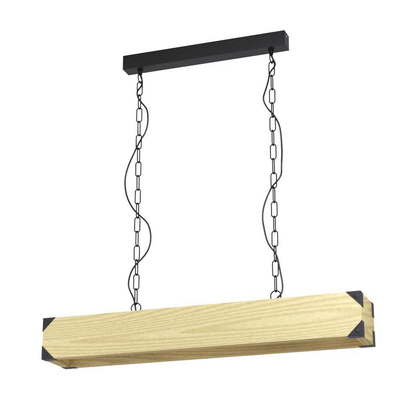 Load image into Gallery viewer, Candeeiro de teto suspenso com madeira e metal preto HARBOROUGH EGLO
