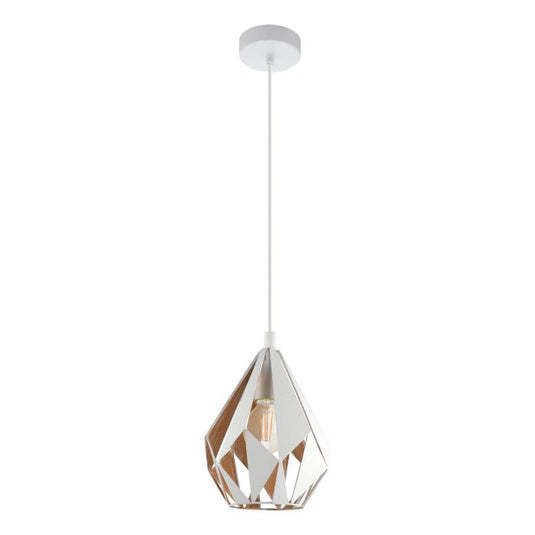 Candeeiro de teto suspenso com abajur de metal branco e interior dourado CARLTON 1 EGLO