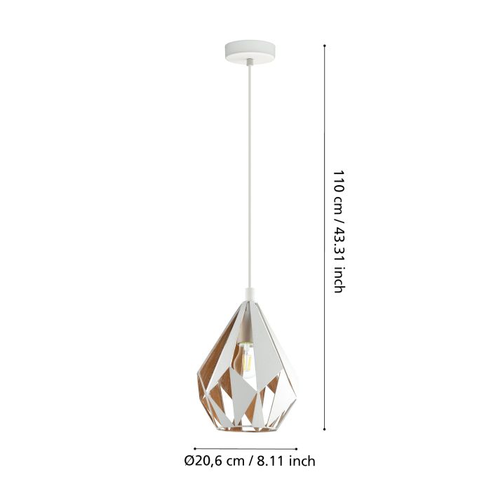 Carregue imagem no visualizador da galeriaCandeeiro de teto suspenso com abajur de metal branco e interior dourado CARLTON 1 EGLO
