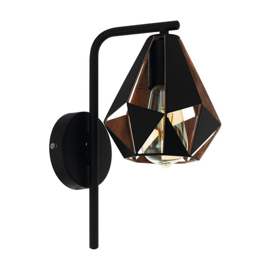 Aplique de Parede Metal Preto com Abajur Diamante CARLTON 4 EGLO