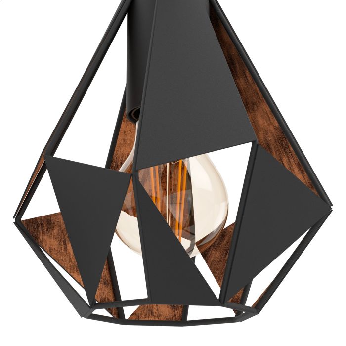 Carregue imagem no visualizador da galeriaAplique de Parede Metal Preto com Abajur Diamante CARLTON 4 EGLO
