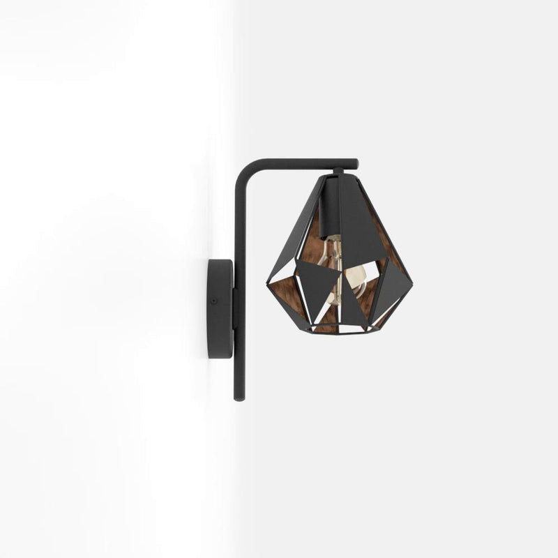Carregue imagem no visualizador da galeriaAplique de Parede Metal Preto com Abajur Diamante CARLTON 4 EGLO

