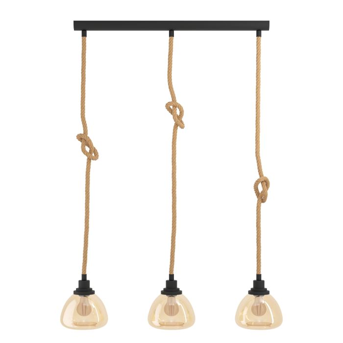 Carregue imagem no visualizador da galeriaCandeeiro de teto com três abajures em vidro âmbar RAMPSIDE EGLO
