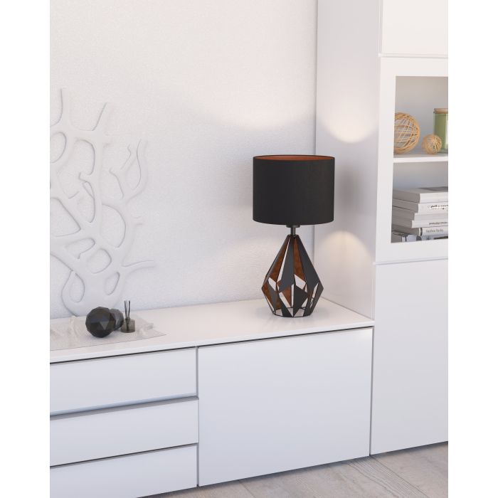 Cargue la imagen en el visor de la galería, Candeeiro de Mesa com Base de Metal Preto e Abajur Têxtil CARLTON 5 EGLO
