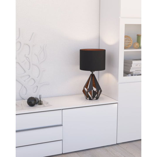 Candeeiro de Mesa com Base de Metal Preto e Abajur Têxtil CARLTON 5 EGLO