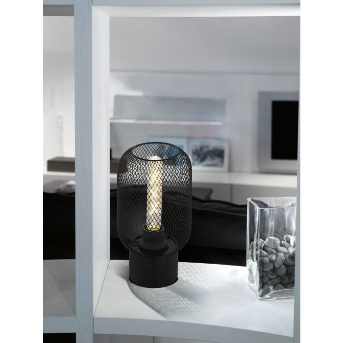 Carregue imagem no visualizador da galeriaCandeeiro de Mesa com Abajur de Malha Preta WRINGTON EGLO
