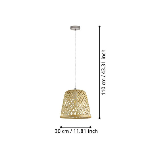 Candeeiro de teto com abajur em vime de bambu natural KIRKCOLM EGLO