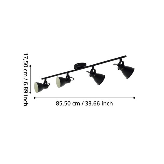 Candeeiro de Teto LED com 4 Projetores Ajustáveis Preto SERAS 2 EGLO