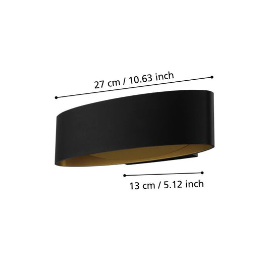 Aplique de Parede LED Curvo Preto e Dourado MACCACARI EGLO