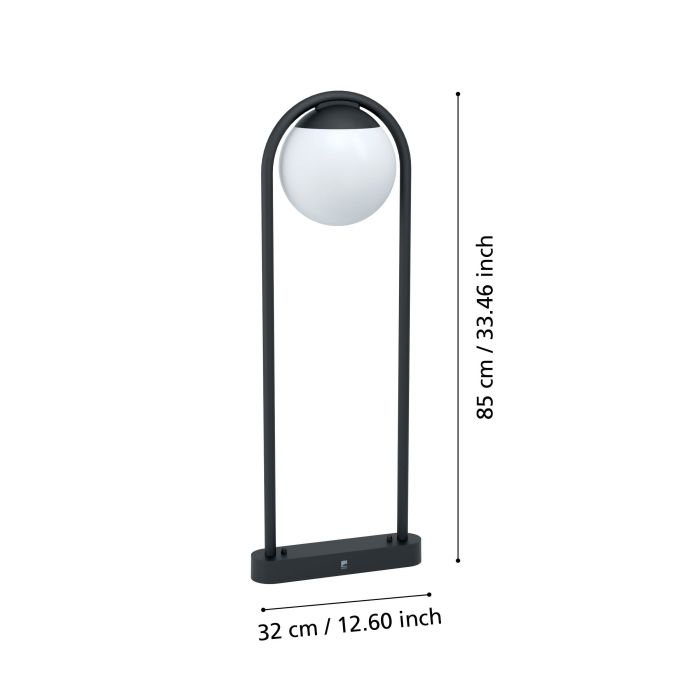 Load image into Gallery viewer, Candeeiro de Pé Exterior com Corpo em Metal Preto e Esfera Branca PRATA VECCHIA EGLO
