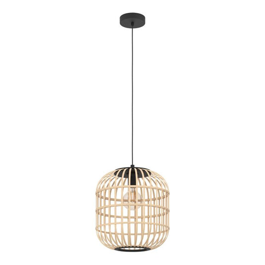 Candeeiro de teto suspenso com abajur em bambu natural BORDESLEY EGLO