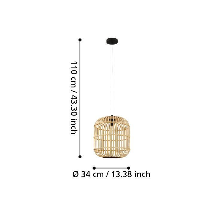 Load image into Gallery viewer, Candeeiro de teto suspenso com abajur em bambu natural BORDESLEY EGLO
