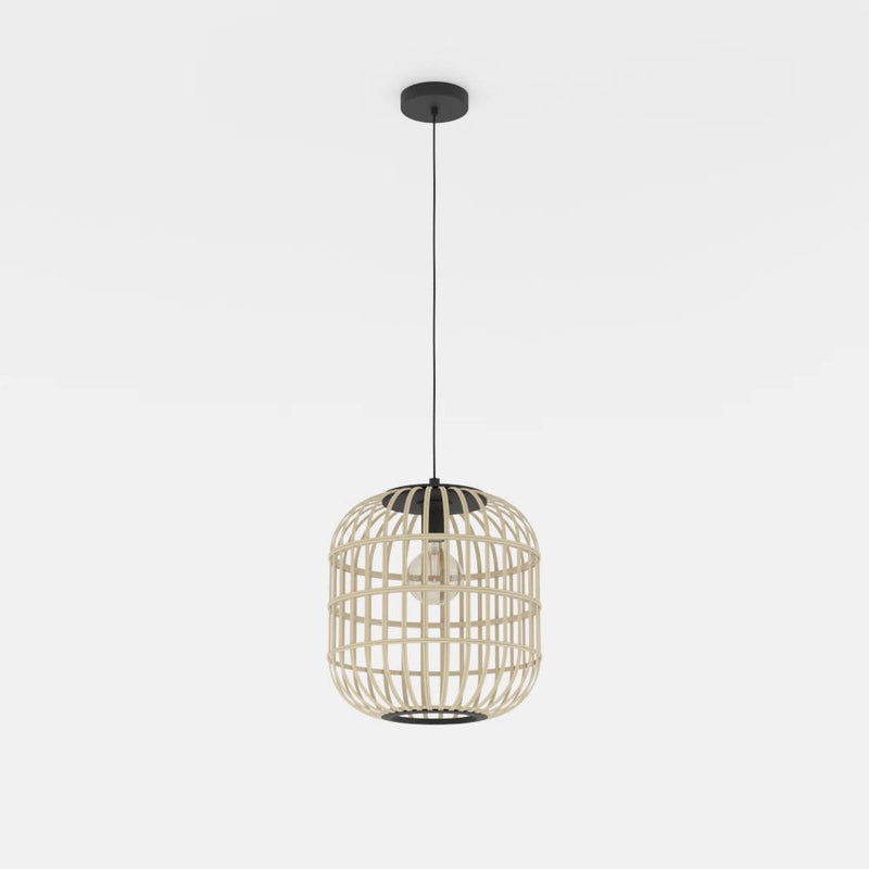 Load image into Gallery viewer, Candeeiro de teto suspenso com abajur em bambu natural BORDESLEY EGLO

