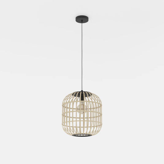 Candeeiro de teto suspenso com abajur em bambu natural BORDESLEY EGLO
