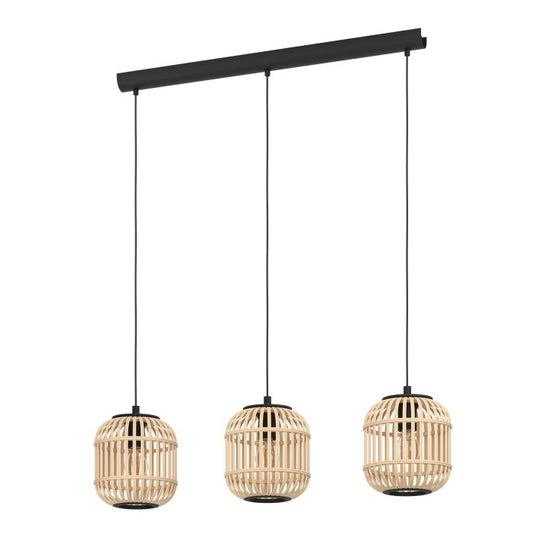 Candeeiro de teto suspenso com abajures em bambu natural BORDESLEY EGLO