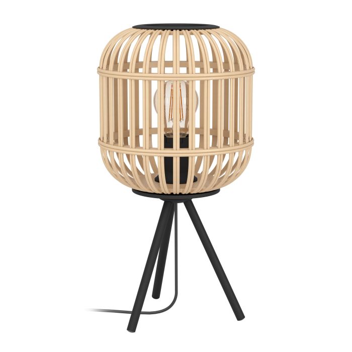 Load image into Gallery viewer, Candeeiro de Mesa com Base Tripé e Abajur de Bambu Natural BORDESLEY EGLO
