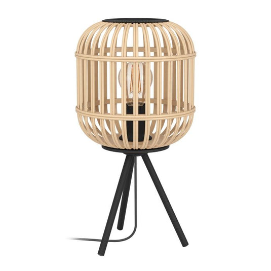 Candeeiro de Mesa com Base Tripé e Abajur de Bambu Natural BORDESLEY EGLO