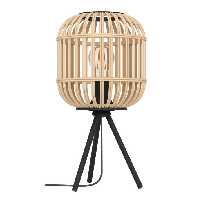 Load image into Gallery viewer, Candeeiro de Mesa com Base Tripé e Abajur de Bambu Natural BORDESLEY EGLO
