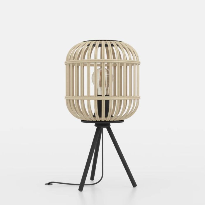 Load image into Gallery viewer, Candeeiro de Mesa com Base Tripé e Abajur de Bambu Natural BORDESLEY EGLO

