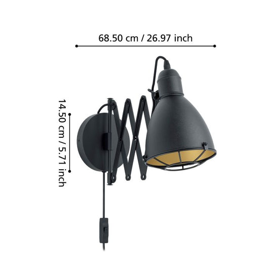 Aplique de Parede com Abajur Ajustável e Braço Extensível TREBURLEY EGLO