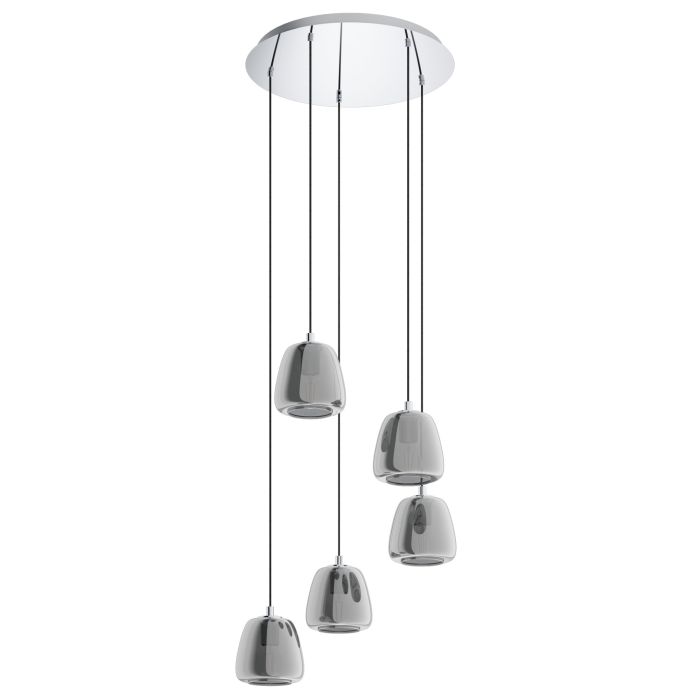 Load image into Gallery viewer, Candeeiro de Teto ALBARINO EGLO com Vidro Cromado e Preto, 5 Lâmpadas E27
