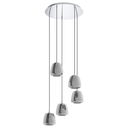 Candeeiro de Teto ALBARINO EGLO com Vidro Cromado e Preto, 5 Lâmpadas E27