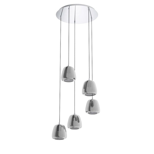 Candeeiro de Teto ALBARINO EGLO com Vidro Cromado e Preto, 5 Lâmpadas E27