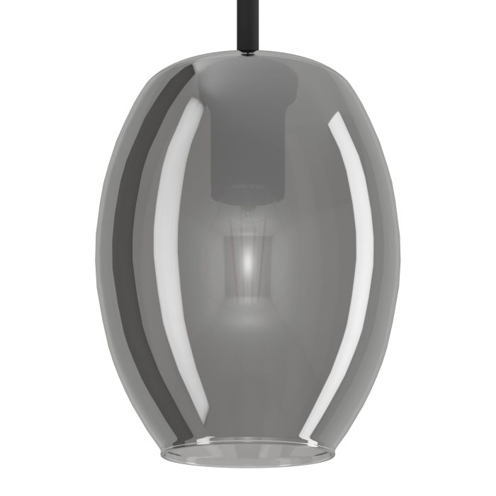 Chargez l'image dans la visionneuse de la galerie, Candeeiro de teto suspenso com vidro fumê preto e aço CADAQUES EGLO
