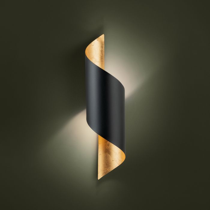 Carregue imagem no visualizador da galeriaAplique de Parede Curvo Preto e Dourado JABALOYAS EGLO
