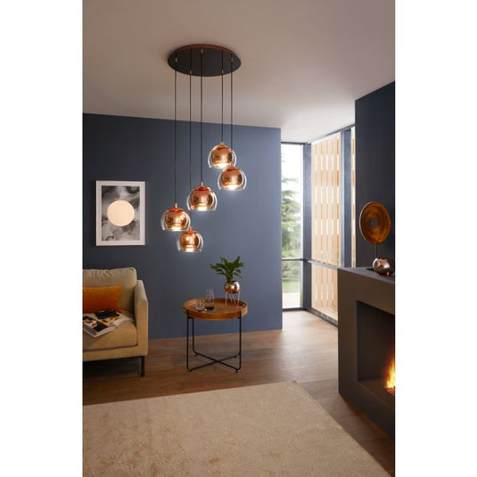 Candeeiro de teto com 5 lâminas de vidro transparente ROCAMAR EGLO