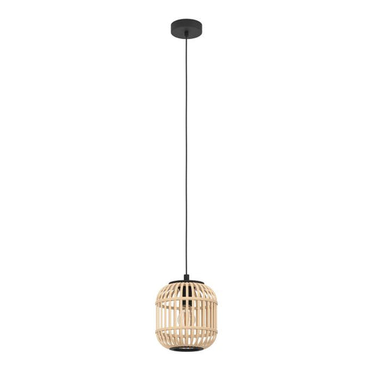 Candeeiro de teto suspenso com abajur em bambu natural BORDESLEY EGLO