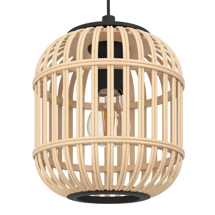 Carregue imagem no visualizador da galeriaCandeeiro de teto suspenso com abajur em bambu natural BORDESLEY EGLO
