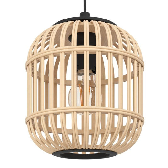 Candeeiro de teto suspenso com abajur em bambu natural BORDESLEY EGLO