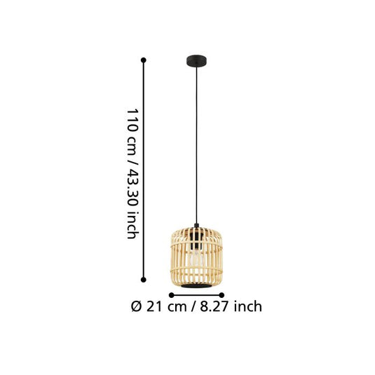 Candeeiro de teto suspenso com abajur em bambu natural BORDESLEY EGLO