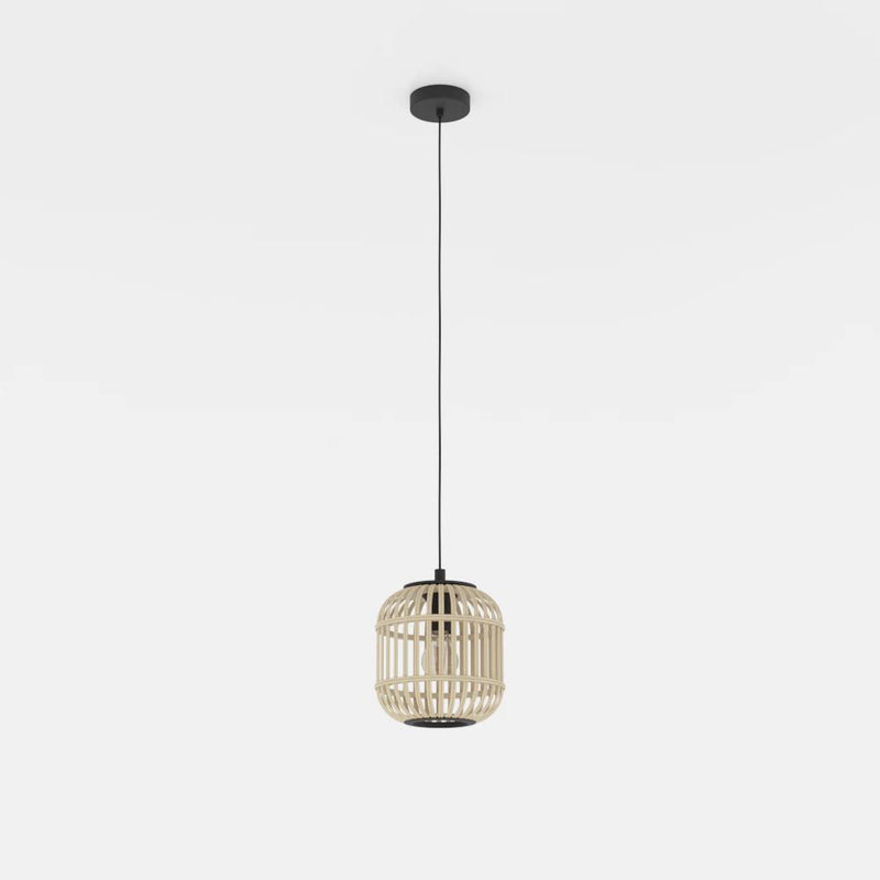 Carregue imagem no visualizador da galeriaCandeeiro de teto suspenso com abajur em bambu natural BORDESLEY EGLO
