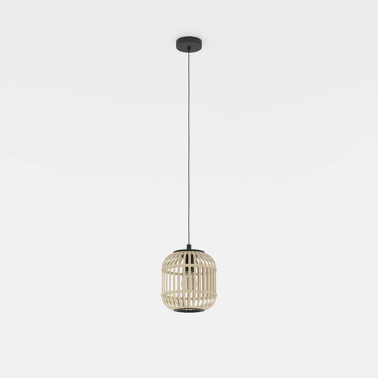 Candeeiro de teto suspenso com abajur em bambu natural BORDESLEY EGLO