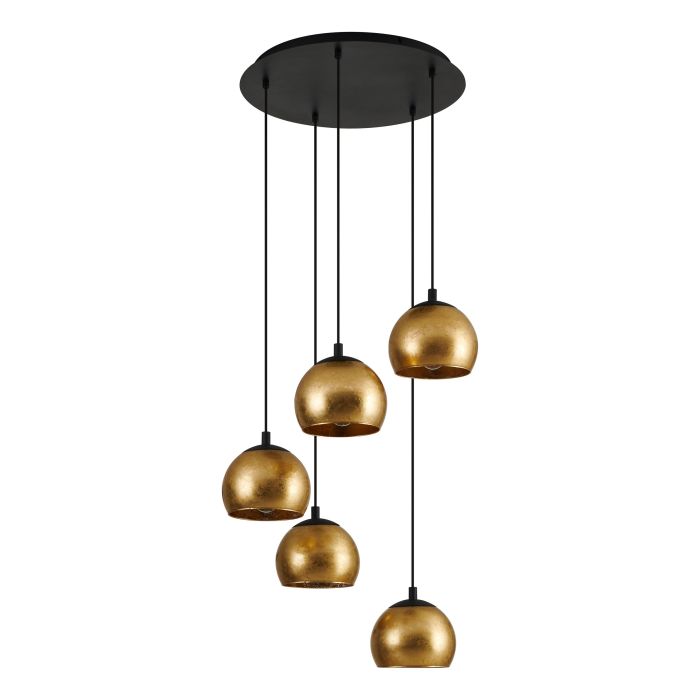 Load image into Gallery viewer, Candeeiro de teto suspenso com cinco abajures de vidro dourado ALBARACCIN EGLO
