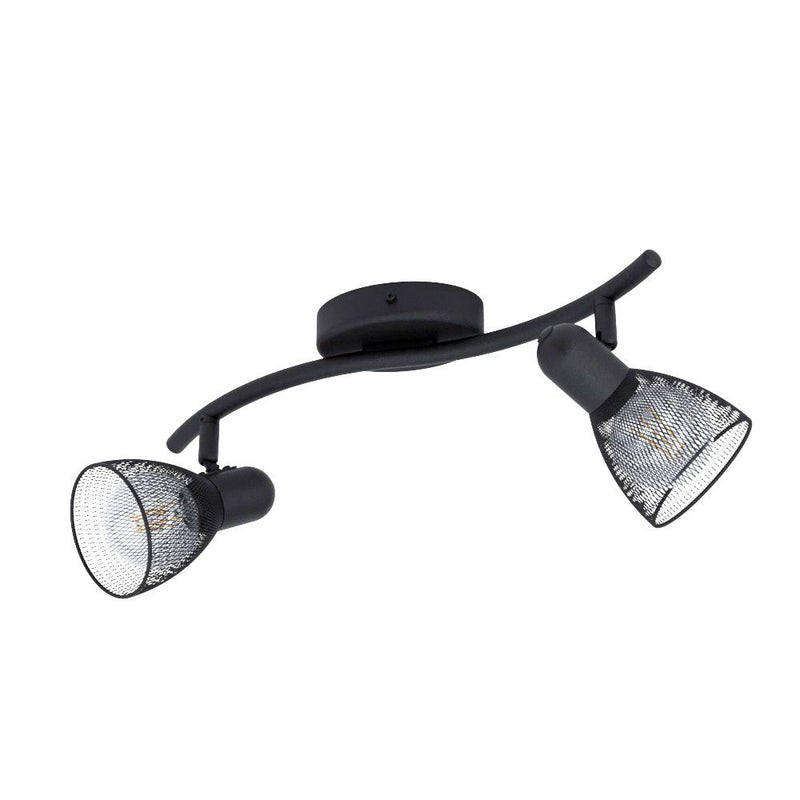 Cargue la imagen en el visor de la galería, Foco LED de Parede e Teto com Madeira e Aço Preto e Branco RIELVES EGLO
